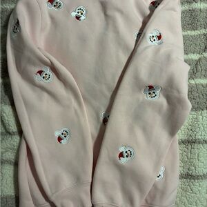 Disney Mickey Mouse Pink Snowman Embroidered Women's Sweatshirt